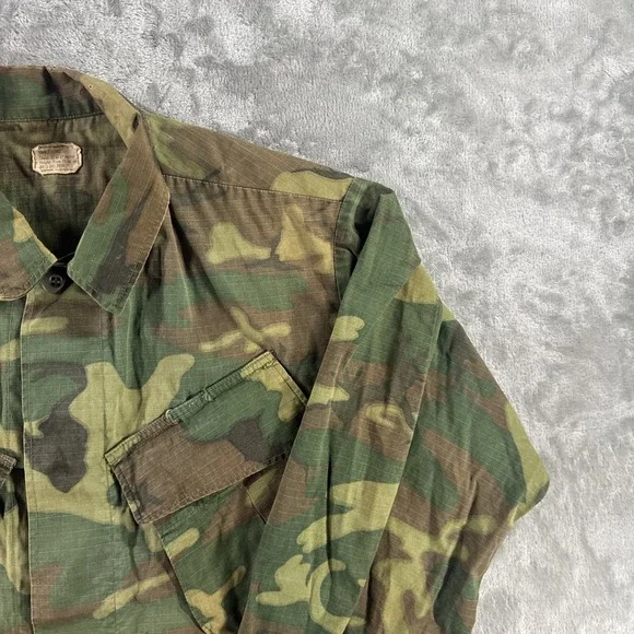 Vintage 60s Vietnam USMC Shirt Men's Small-Long Rip Stop Fatigue Tropical Jungle - Picture 3 of 16